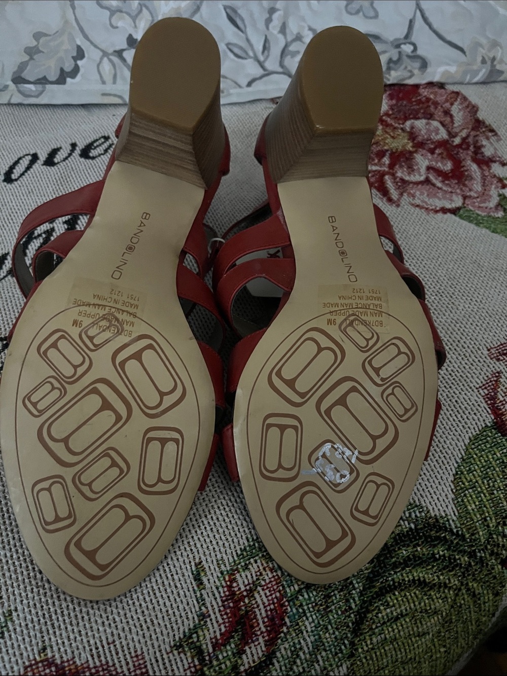Bandolino Red Strappy Block Heel Sandals - Picture 4 of 4